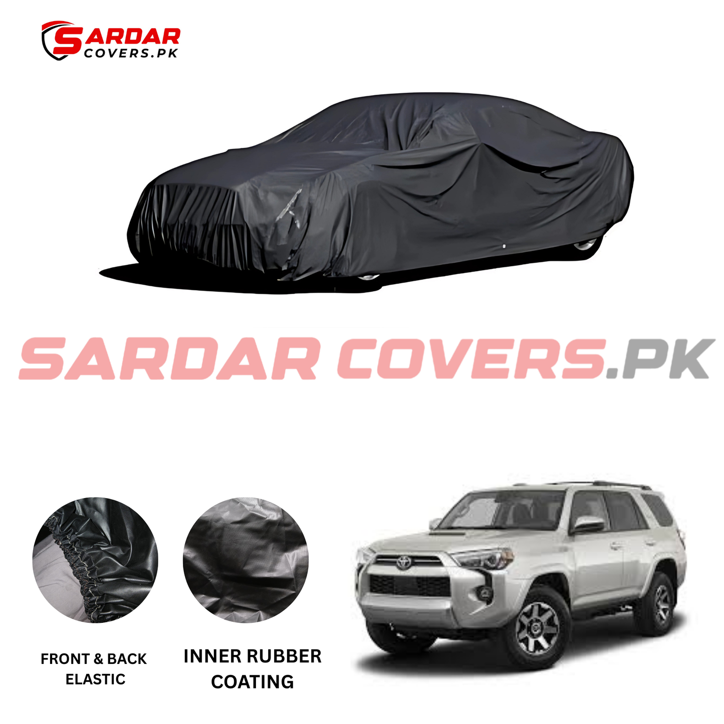 "Toyota Hilux Surf Top Cover | Anti-Scratch, Dust Proof & All Weather Protection | Rubber Coated Premium Fabric | Multi-Color | Zipper Bag Packing"