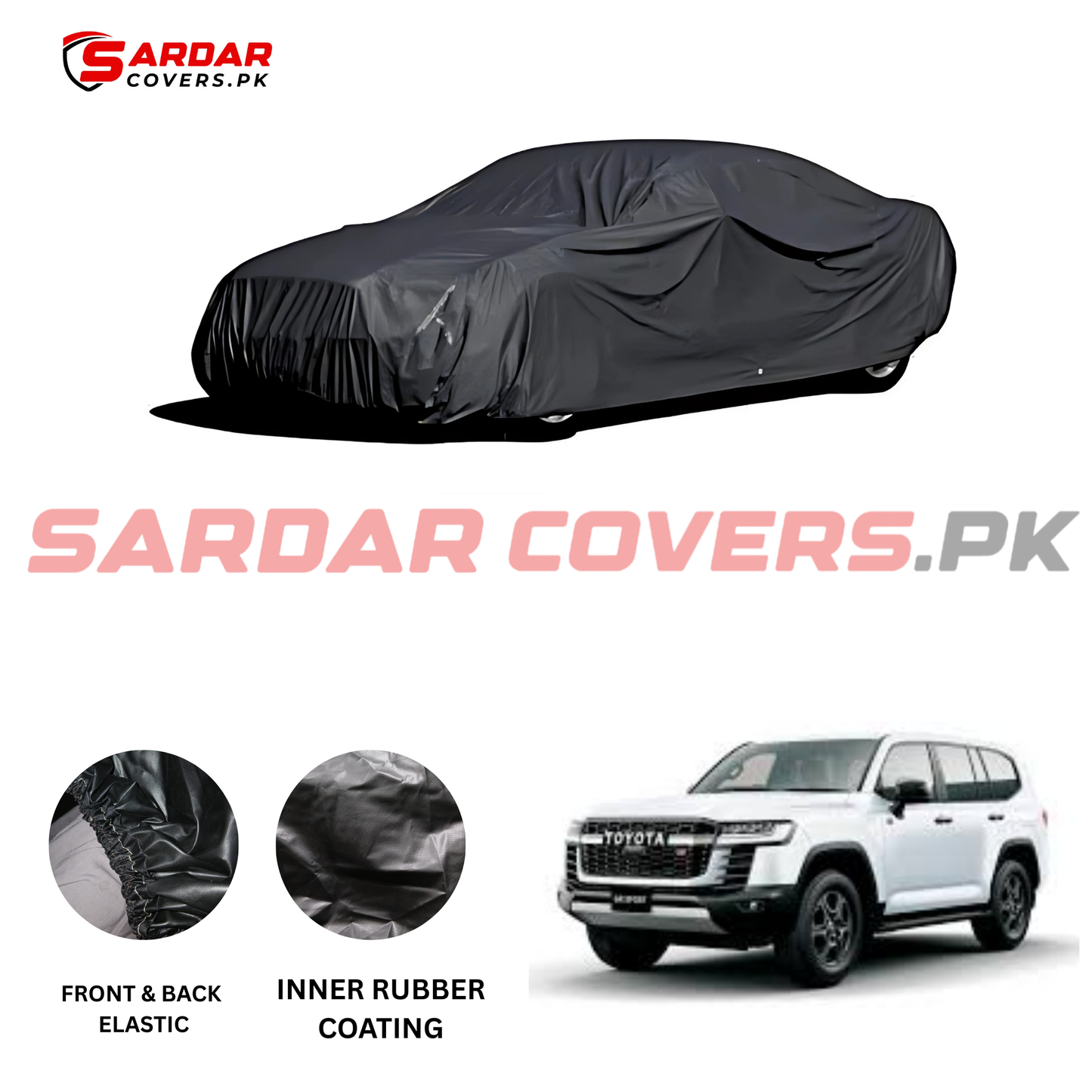 "Toyota Land Cruiser Top Cover | Anti-Scratch, Dust Proof & All Weather Protection | Rubber Coated Premium Fabric | Multi-Color | Zipper Bag Packing"