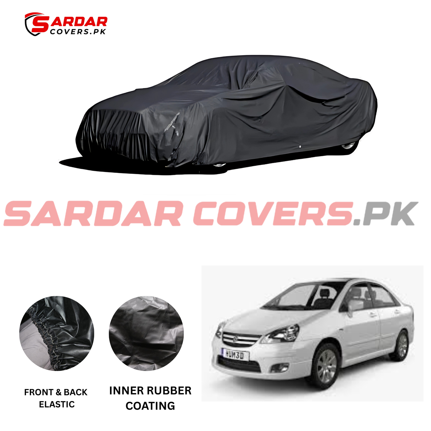 "Suzuki Liana Top Cover | Anti-Scratch, Dust Proof & All Weather Protection | Rubber Coated Premium Fabric | Multi-Color | Zipper Bag Packing"
