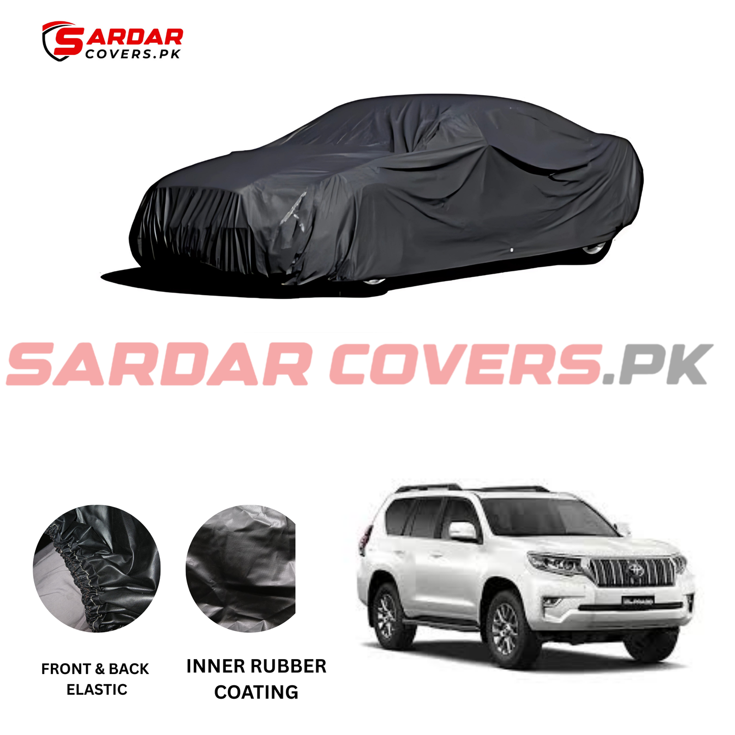 "Toyota Land Cruiser Top Cover | Anti-Scratch, Dust Proof & All Weather Protection | Rubber Coated Premium Fabric | Multi-Color | Zipper Bag Packing"