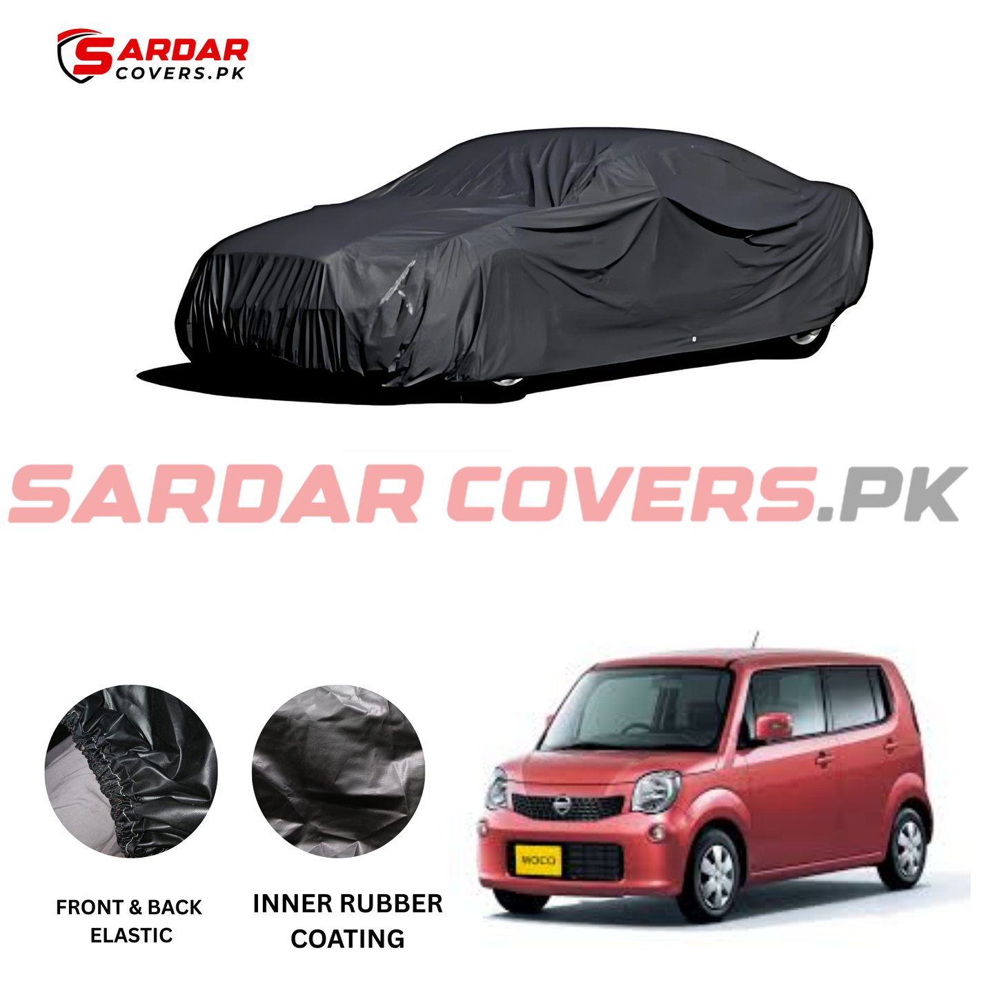 "Nissan Mocco Top Cover | Anti-Scratch, Dust Proof & All Weather Protection | Rubber Coated Premium Fabric | Multi-Color | Zipper Bag Packing"