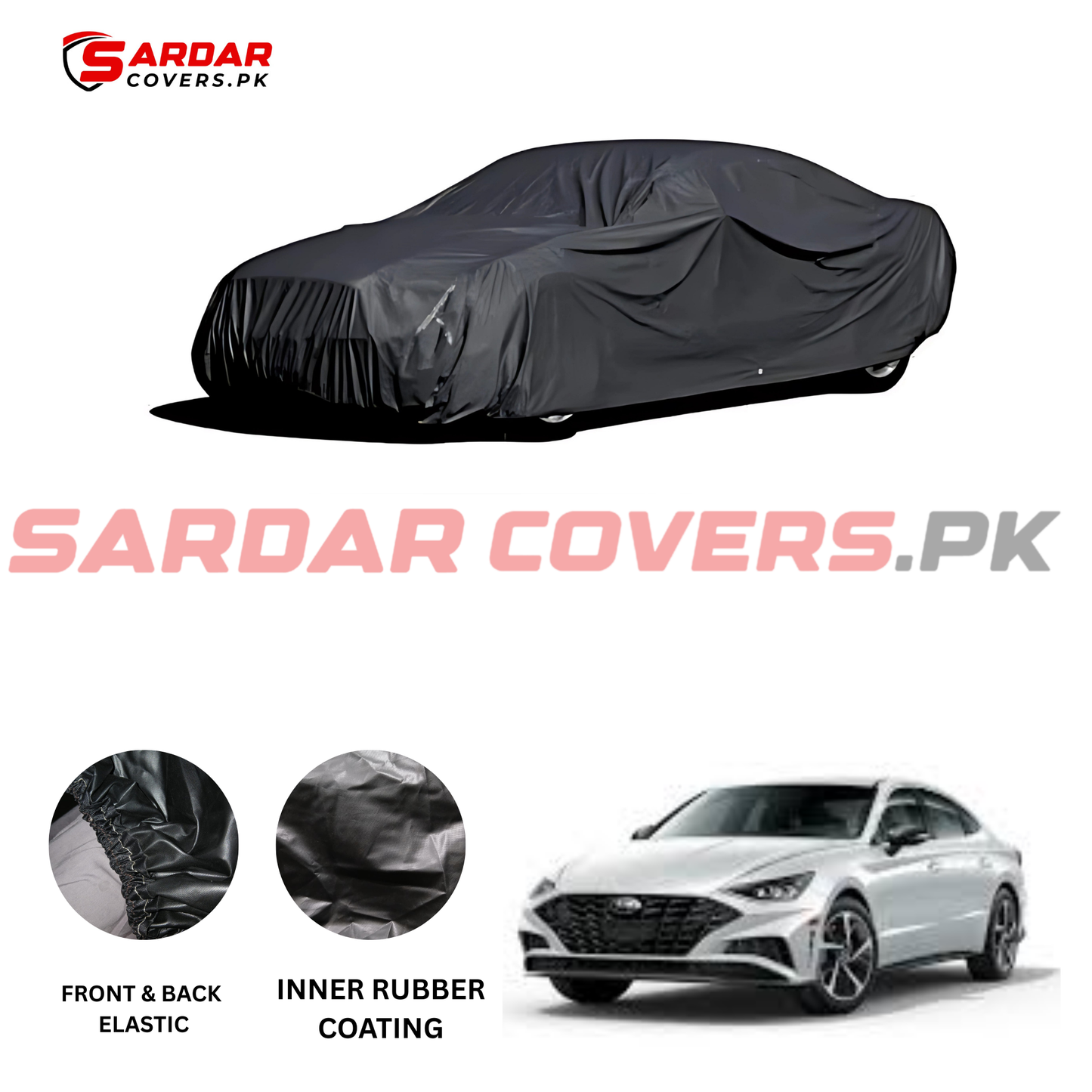 "Hyundai Sonata Top Cover | Anti-Scratch, Dust Proof & All Weather Protection | Rubber Coated Premium Fabric | Multi-Color | Zipper Bag Packing"