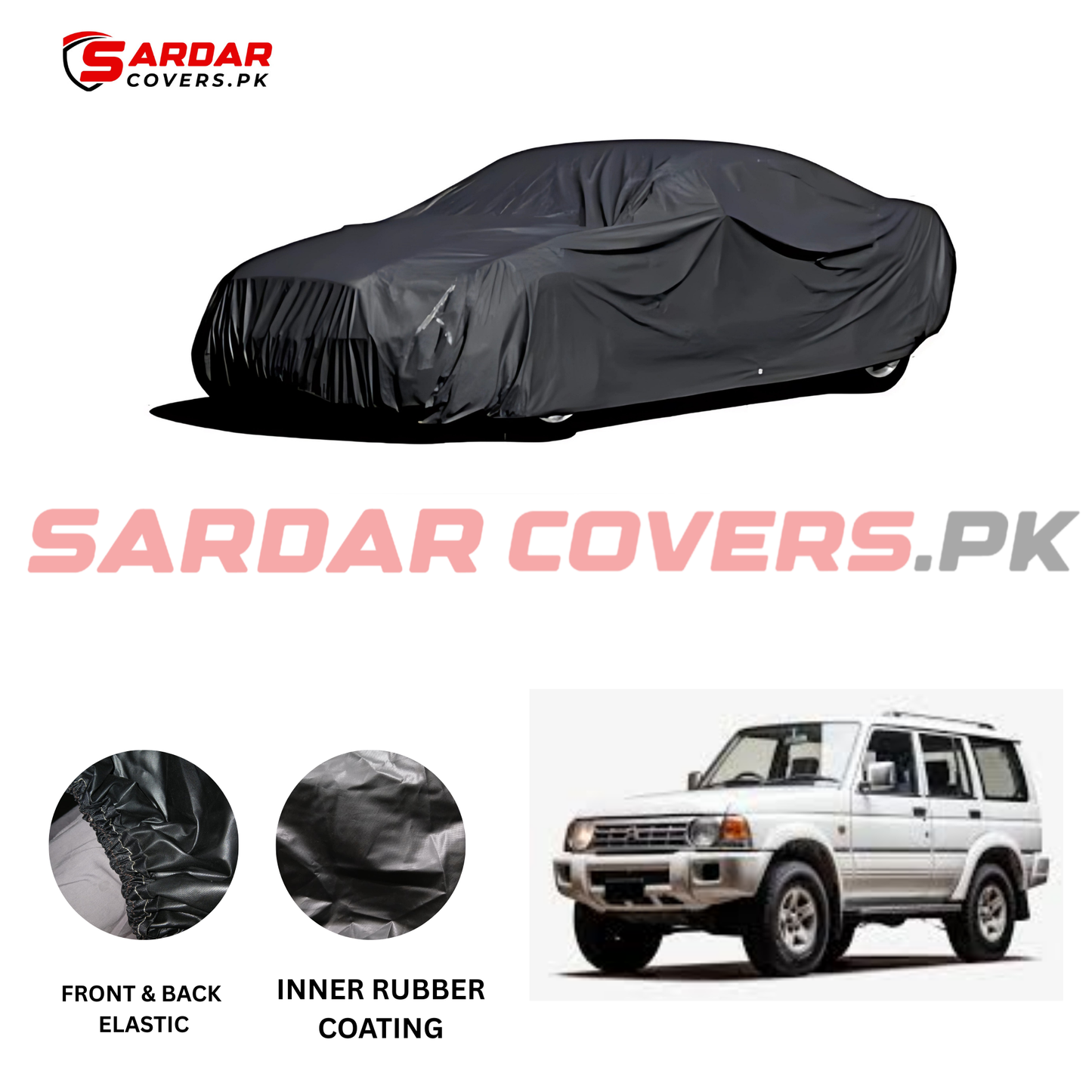 "Mitsubishi Pajero Top Cover | Anti-Scratch, Dust Proof & All Weather Protection | Rubber Coated Premium Fabric | Multi-Color | Zipper Bag Packing"