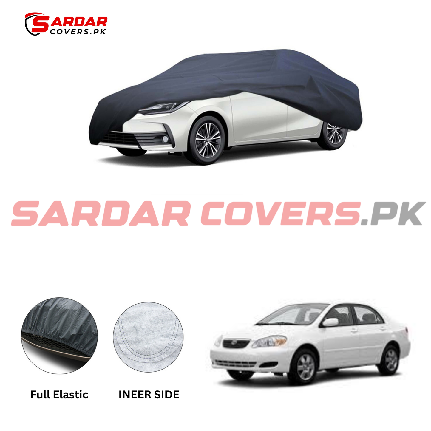 Toyota Corolla Anti Scratch Water Resistant PVC Cotton Top Cover | Model 2003 - 2008