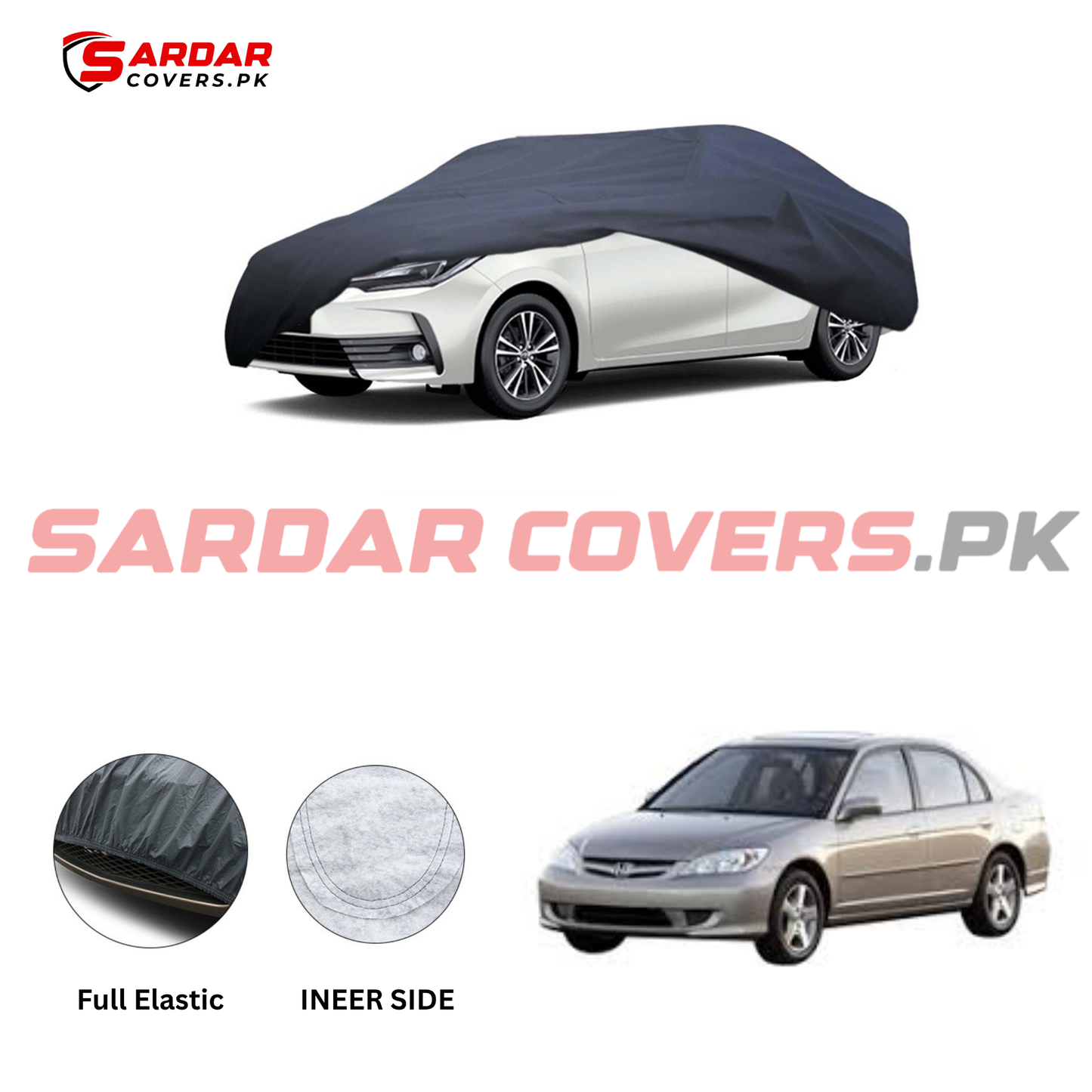 Honda Civic Anti Scratch Water Resistant PVC Cotton Top Cover | Model 2006 - 2012