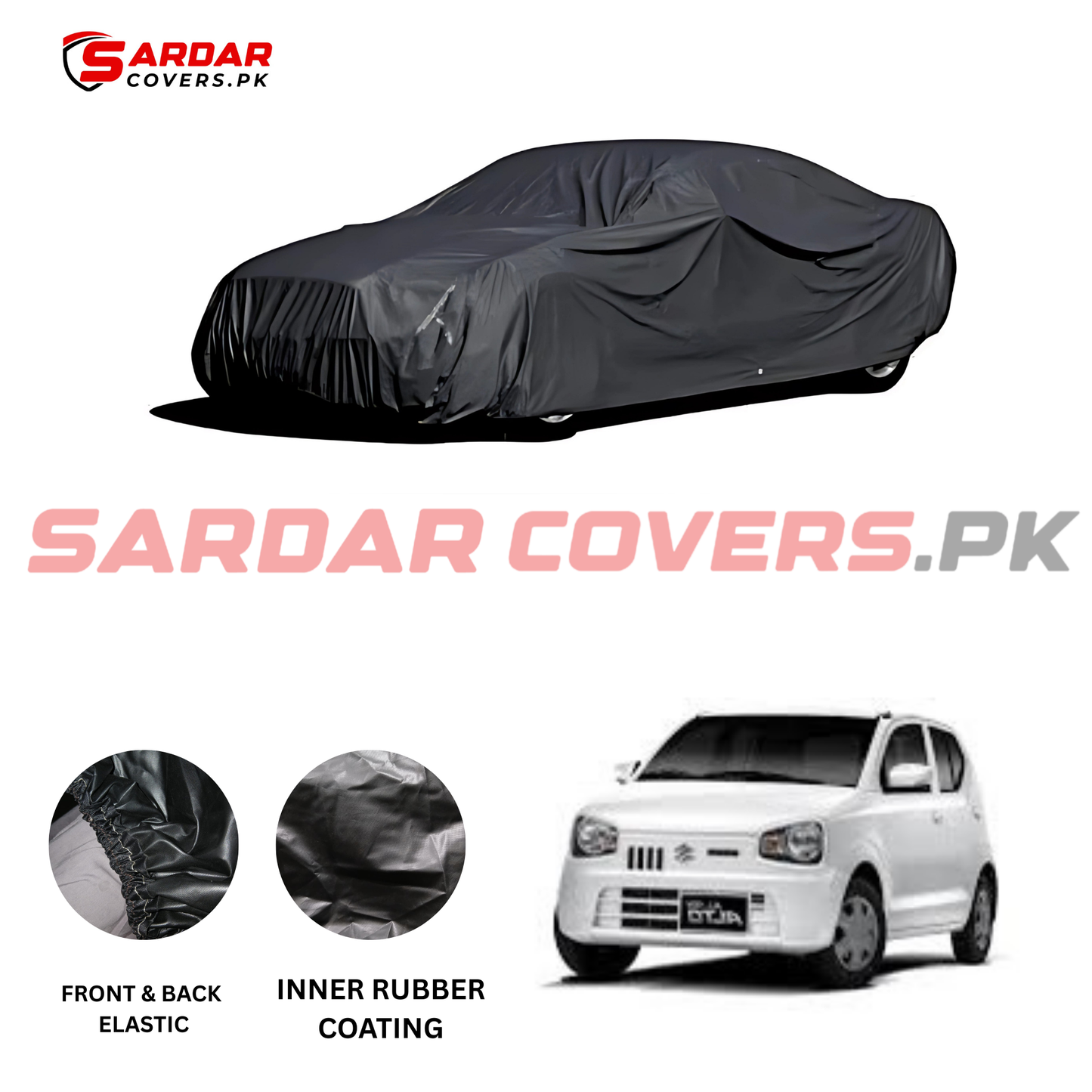 "Suzuki New Alto Car Top Cover | Anti-Scratch, Dust Proof & All Weather Protection | Rubber Coated Premium Fabric | Multi-Color | Zipper Bag Packing"