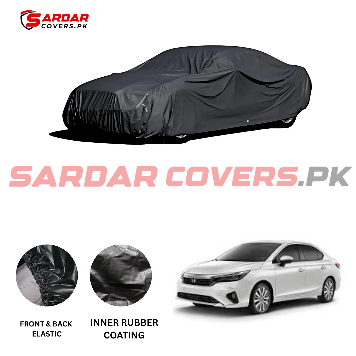 "Honda City 2009 - 2020 Top Cover | Anti-Scratch, Dust Proof & All Weather Protection | Rubber Coated Premium Fabric | Multi-Color | Zipper Bag Packing"