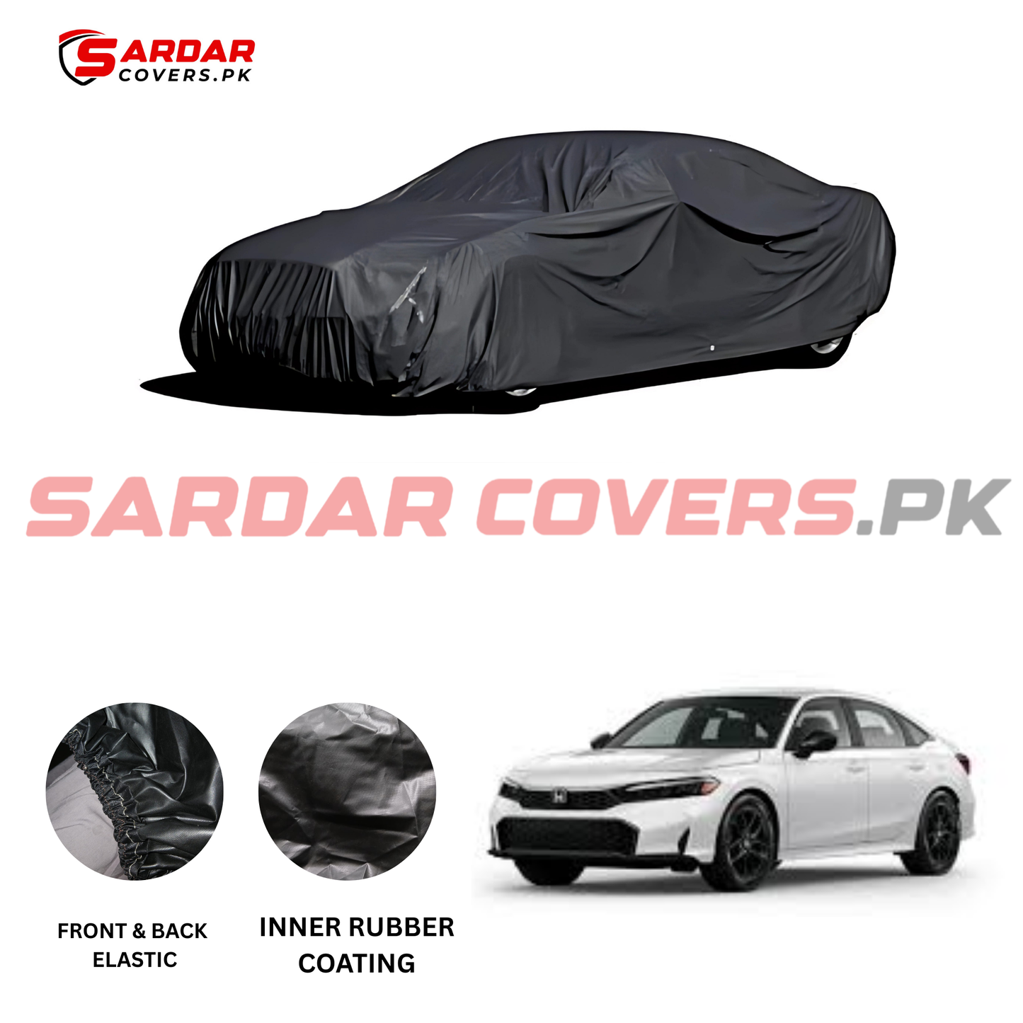 "Honda Civic 2022-2023 Top Cover | Anti-Scratch, Dust Proof & All Weather Protection | Rubber Coated Premium Fabric | Multi-Color | Zipper Bag Packing"