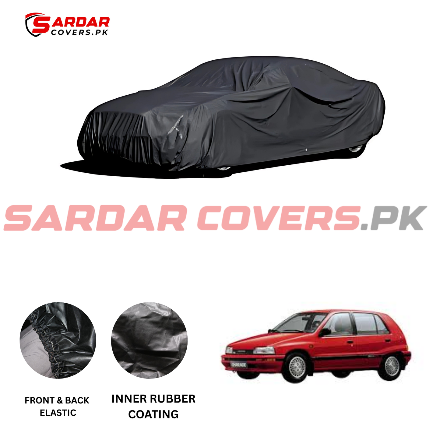 "Daihatsu Charade Top Cover | Anti-Scratch, Dust Proof & All Weather Protection | Rubber Coated Premium Fabric | Multi-Color | Zipper Bag Packing"