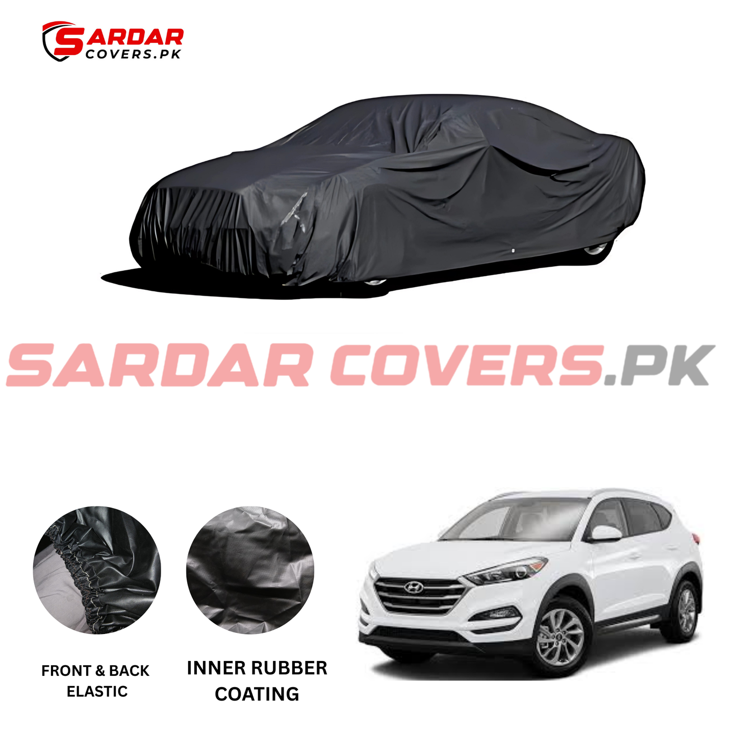 "THyundai Tucson Top Cover | Anti-Scratch, Dust Proof & All Weather Protection | Rubber Coated Premium Fabric | Multi-Color | Zipper Bag Packing"