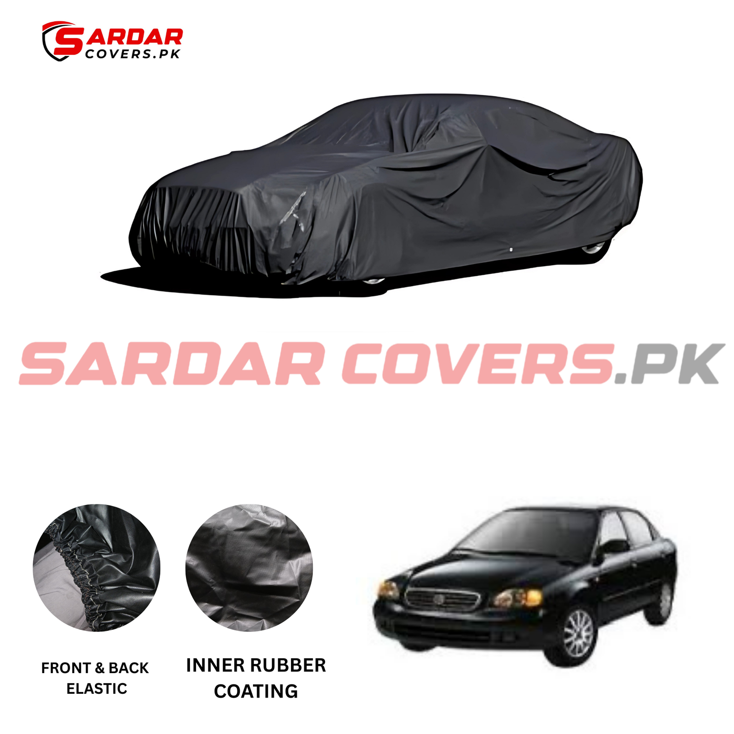"Suzuki Baleno Top Cover | Anti-Scratch, Dust Proof & All Weather Protection | Rubber Coated Premium Fabric | Multi-Color | Zipper Bag Packing"