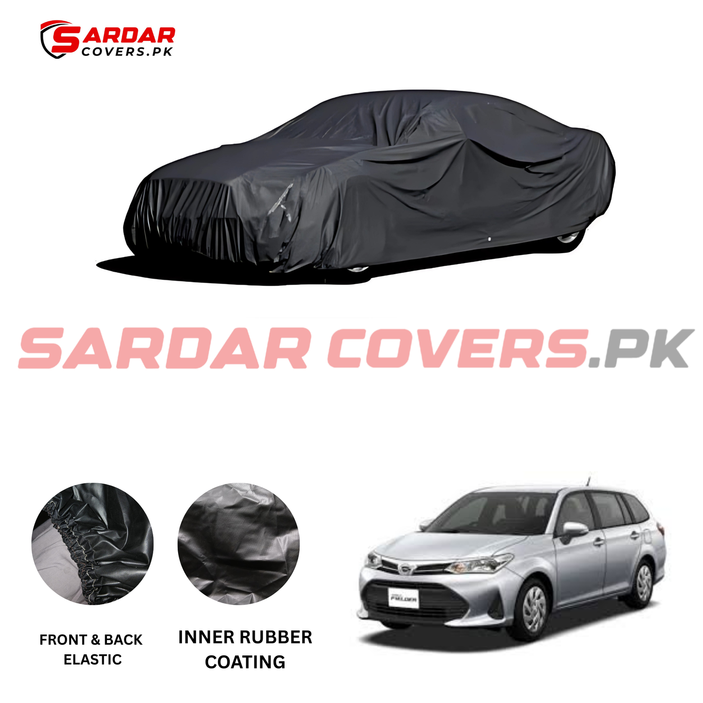 "Toyota Fielder Top Cover | Anti-Scratch, Dust Proof & All Weather Protection | Rubber Coated Premium Fabric | Multi-Color | Zipper Bag Packing"